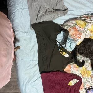 Gray, Black, and Burgundy Sports Bras